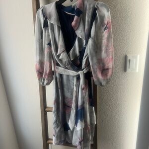 DNKY - nwt Floral Wrap Dress with Ruffle Detail